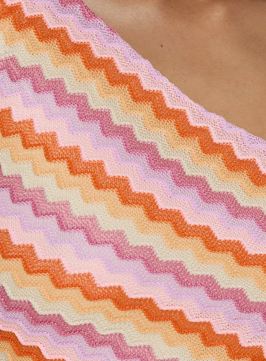 Alisia One Shoulder Knit Mini Dress Pink Stripe