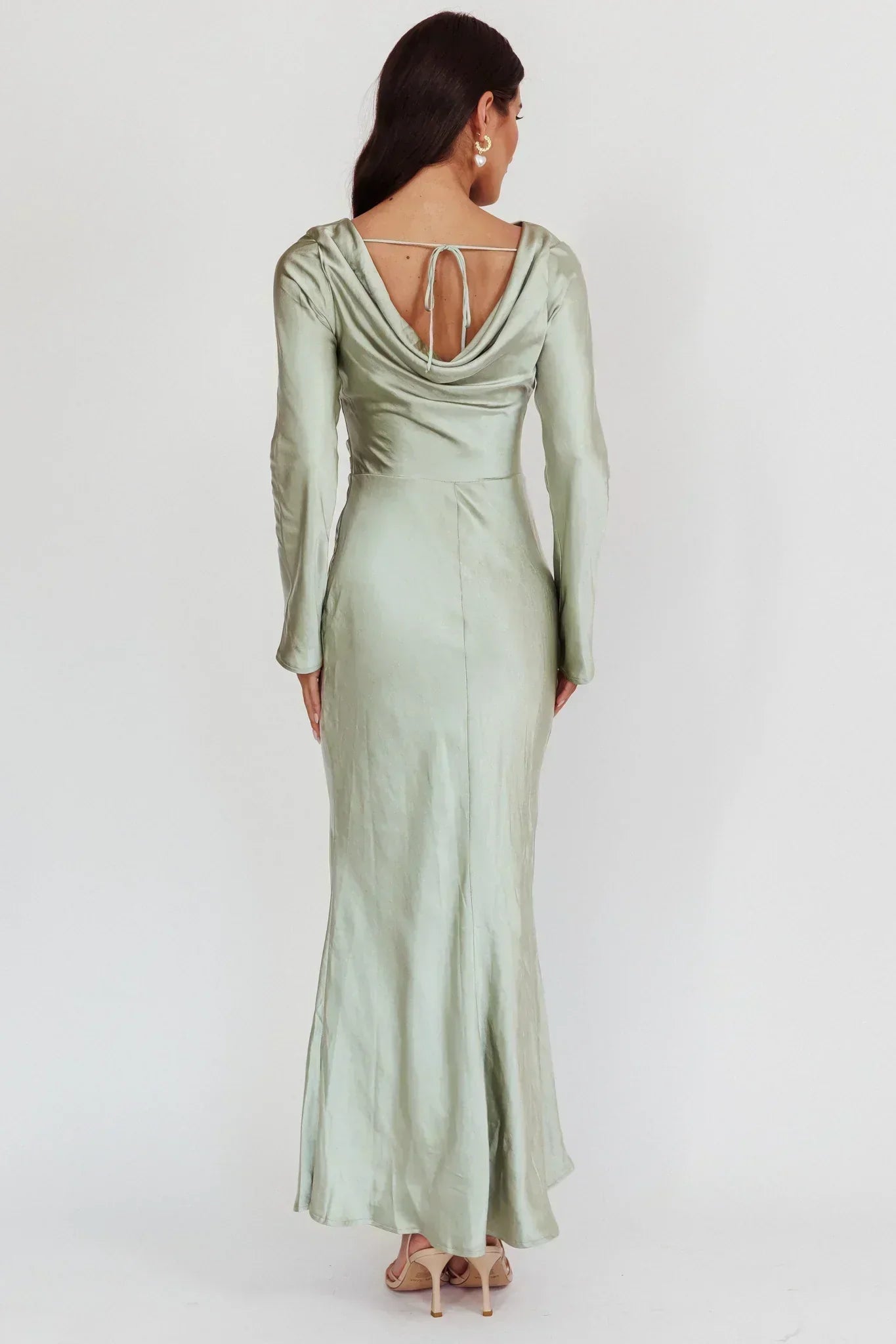 Loveland Cowl Back Midi Dress Sage