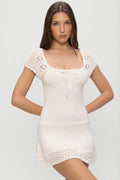 Lover Crochet Knit Mini Dress - White