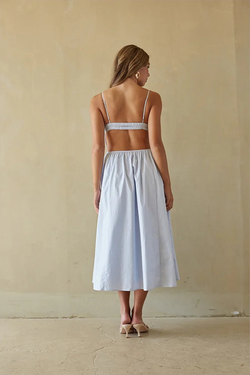 NIA Destene Open Back Midi Dress