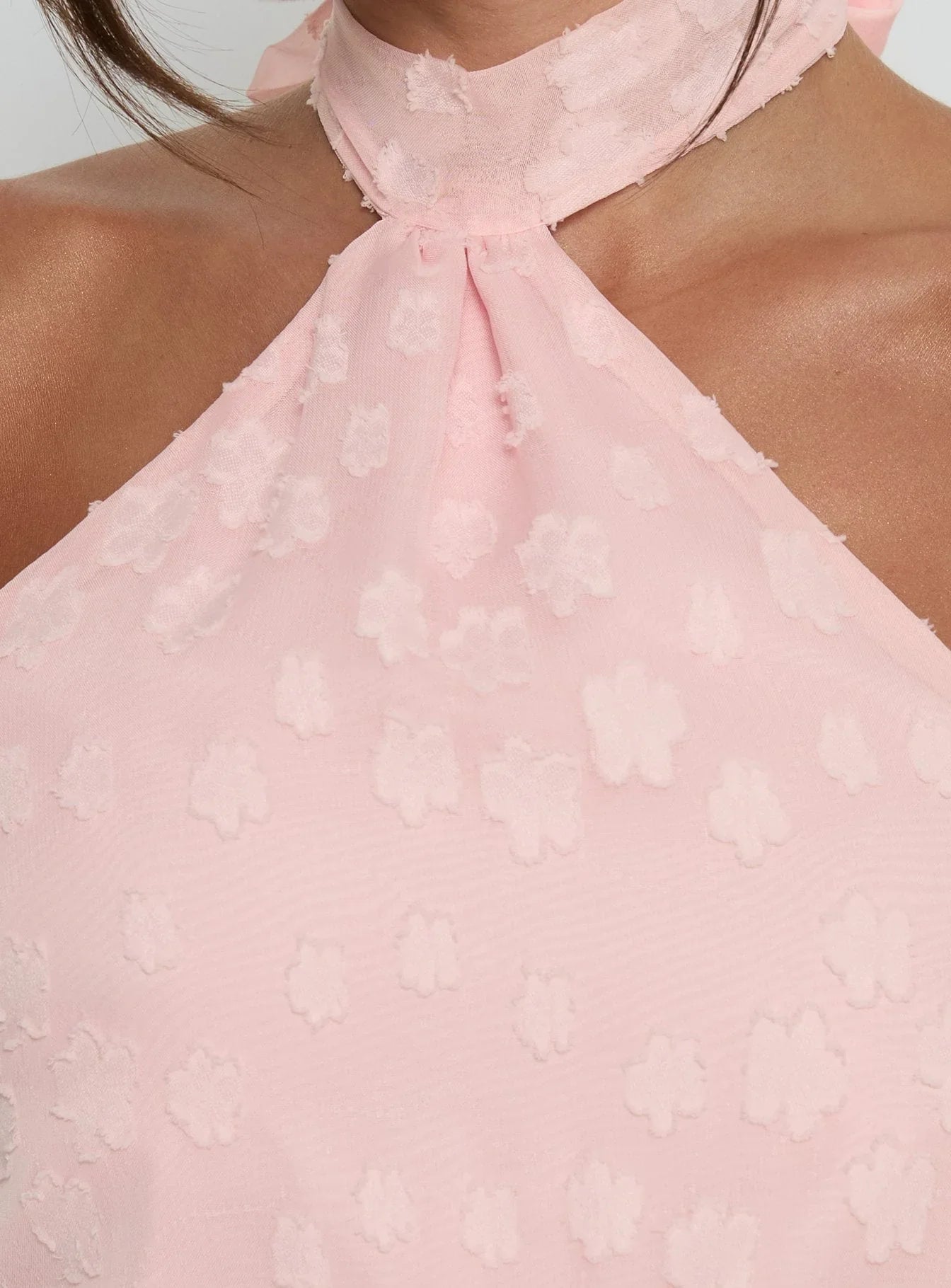 Eurythmic Scarf Halter Mini Dress Pink Jacquard