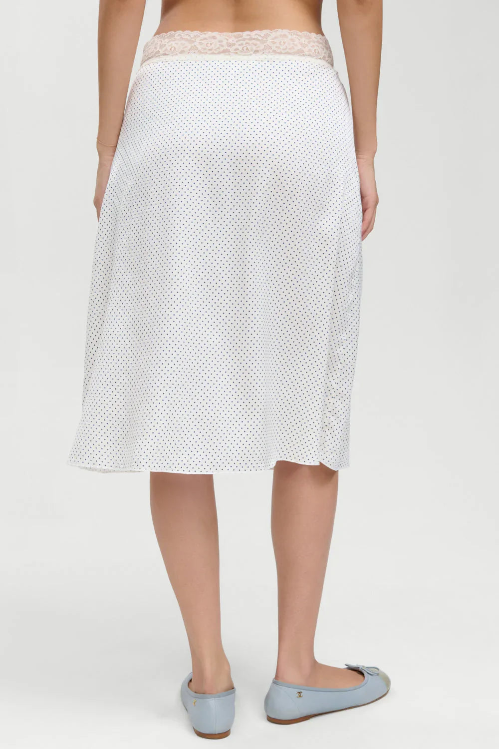 Laura Silk Midi Skirt - French Pearl