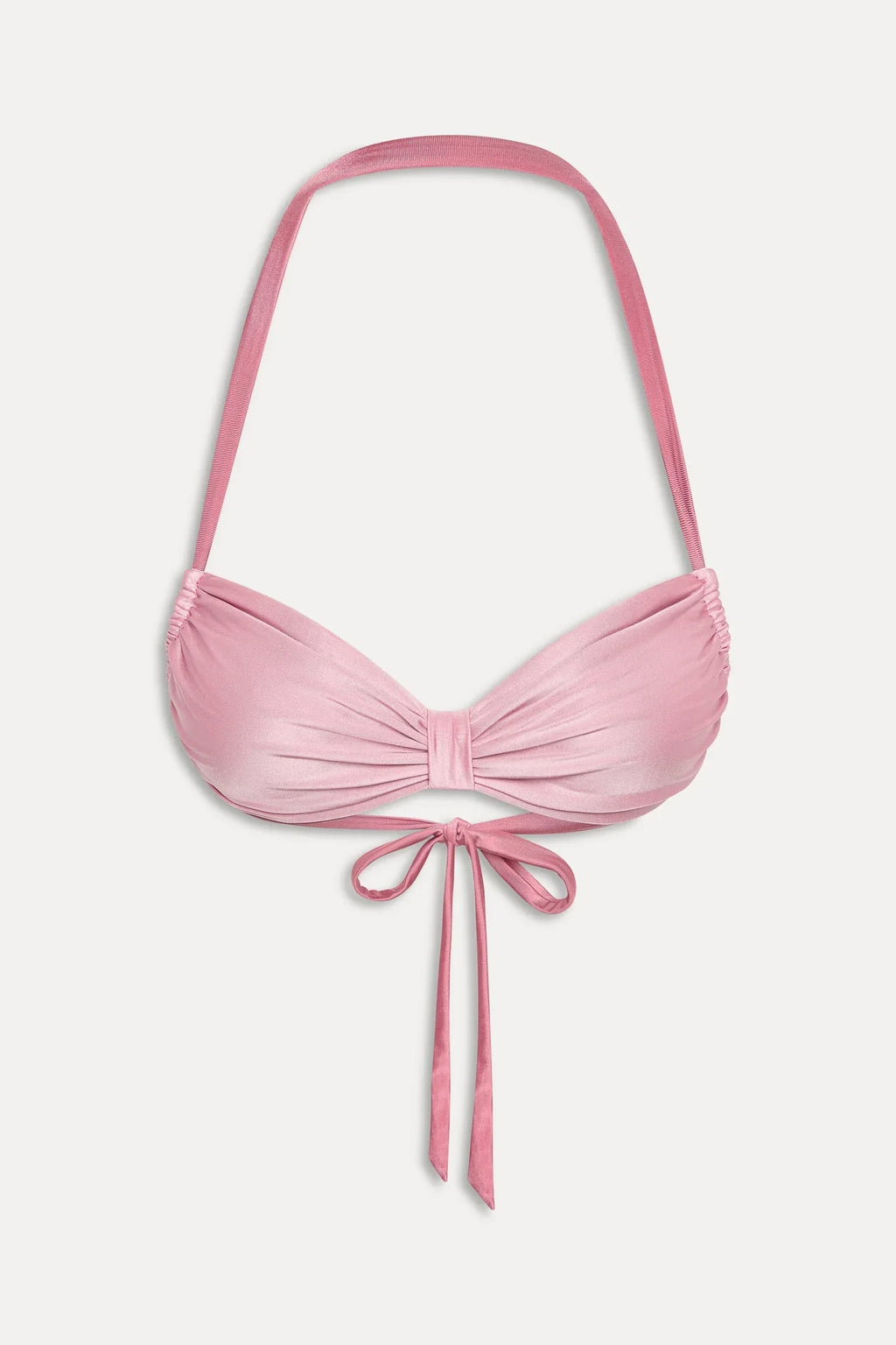 Reece Satin Halter Bikini Top - Sunset Pink