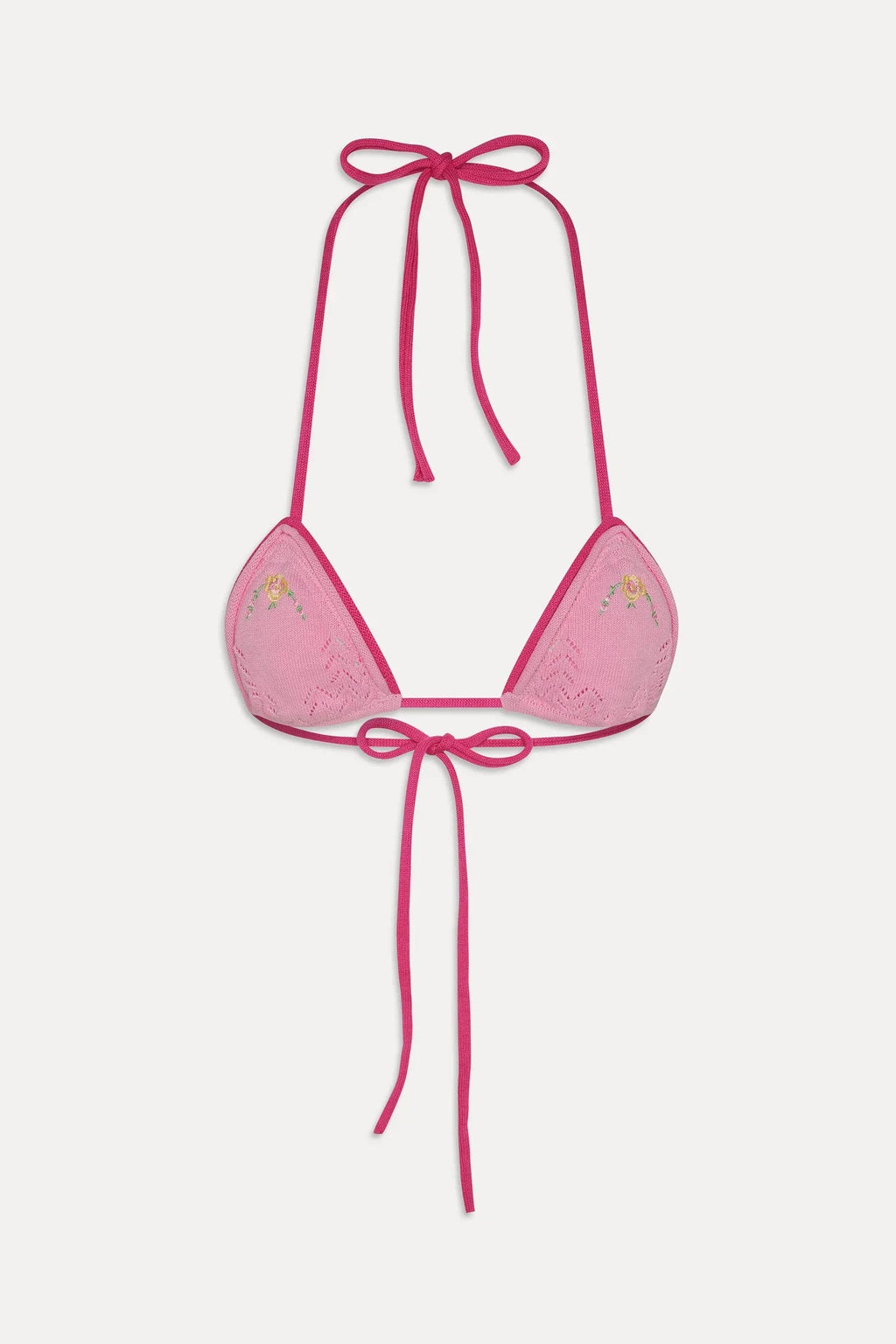 Tide Knit Triangle Bikini Top - Strawberry Lemonade