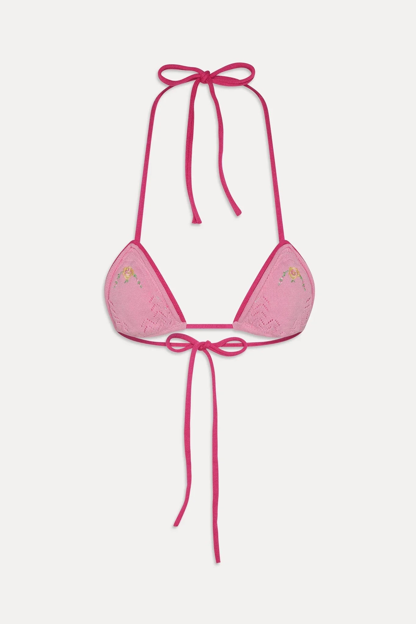 Tide Knit Triangle Bikini Top - Strawberry Lemonade