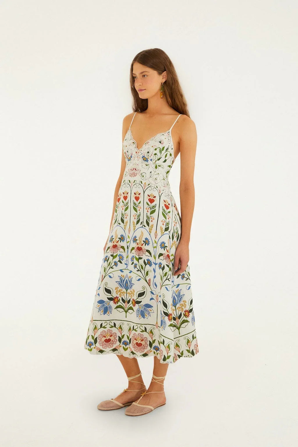Off-White Stitched Garden Midi Dress