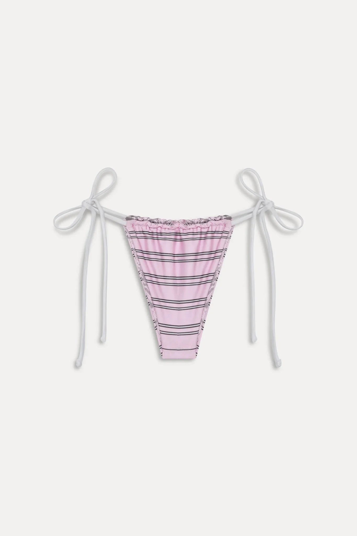 Tia Reversible Satin Bikini Bottom - Pink Stripe