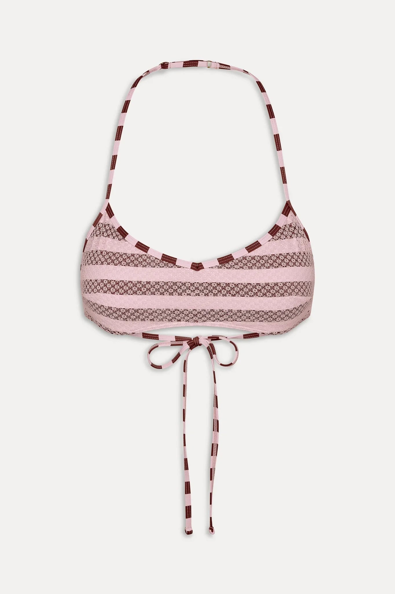 Lotus Mesh Striped Bikini Top - Strawberry Chocolate