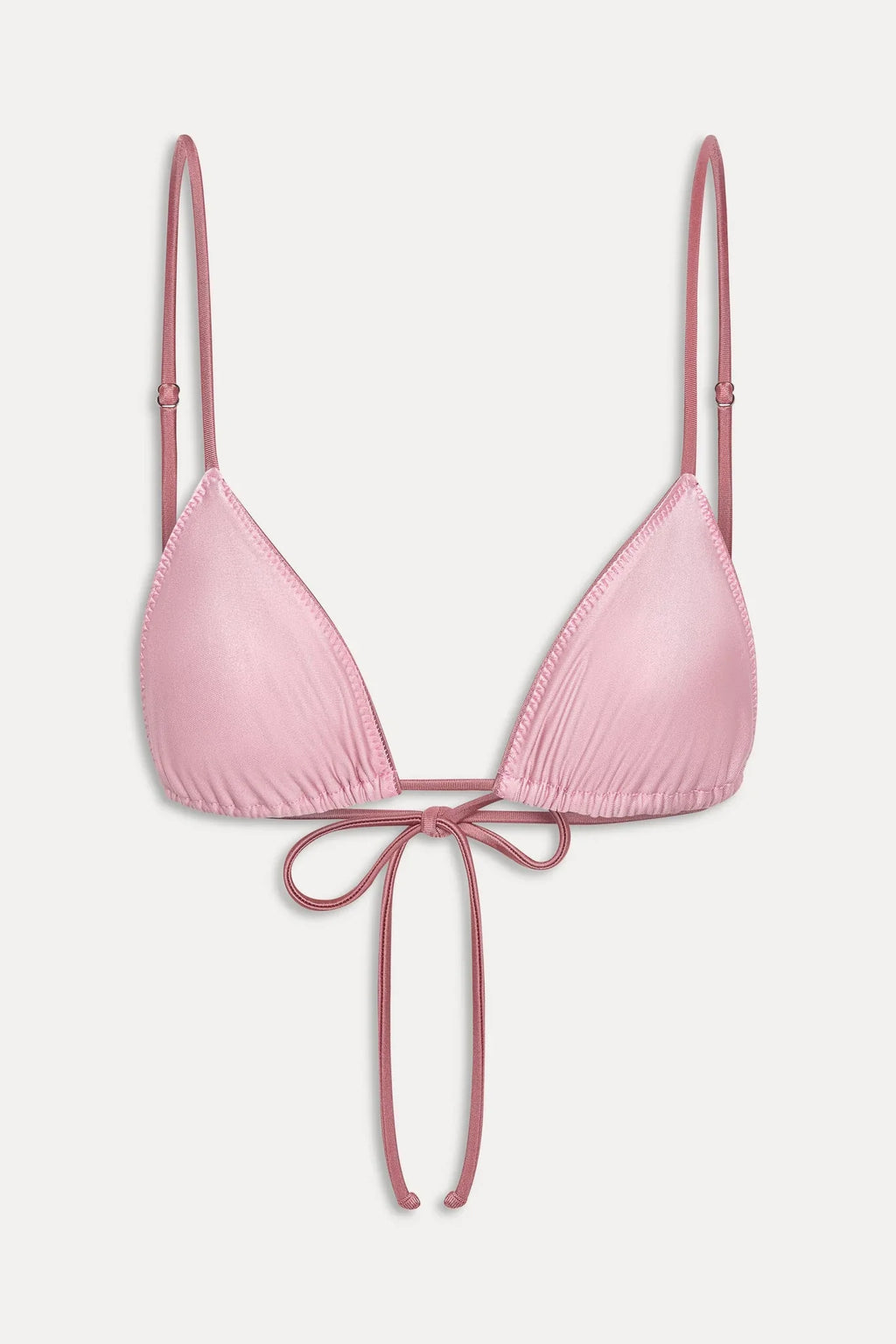 Elena Satin Micro Bikini Top - Sunset Pink