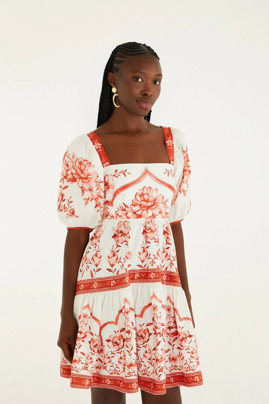 Red Porcelain Garden  Mini Dress
