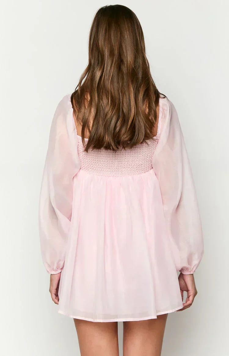 Narla Pink Long Sleeve Mini Dress